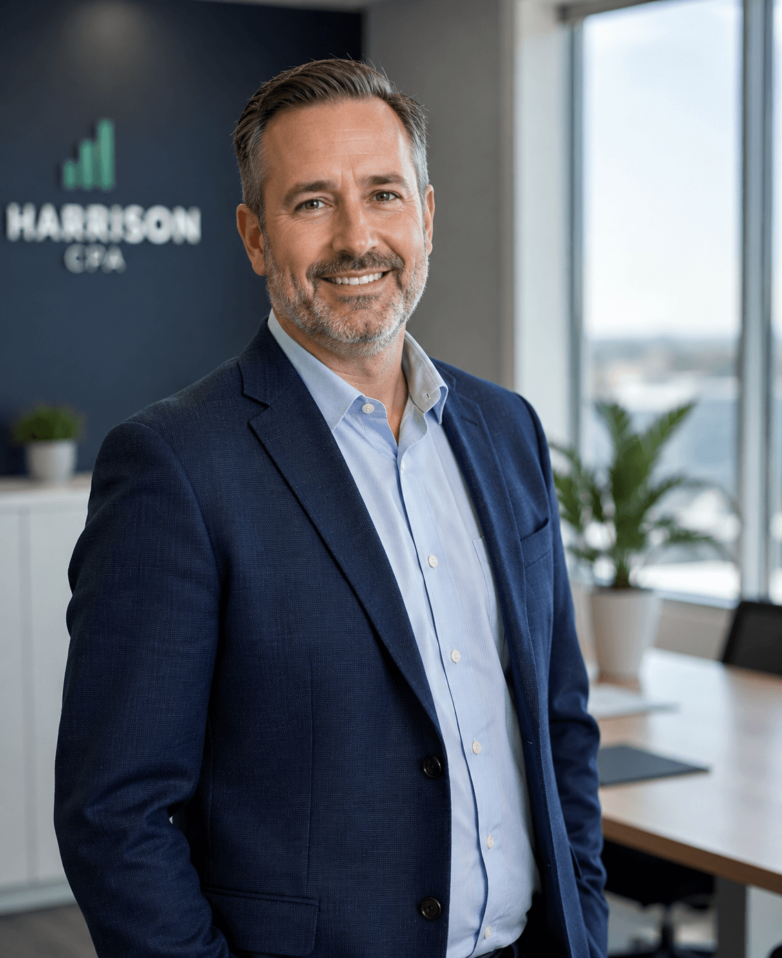 Harrison CPA — managing partner in the firm's office